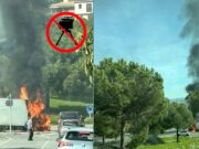 VÍDEO | Furgoneta en flames a la sortida de Canovelles: trànsit col·lapsat en tots dos sentits